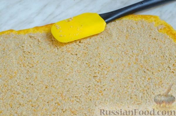 Тыквенный закусочный рулет с мясным фаршем (из биксвитного теста)